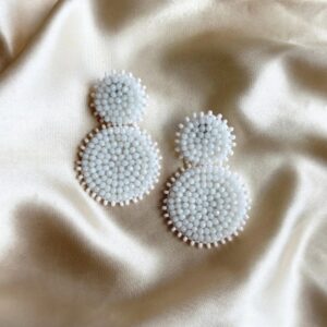 Paulie Pocket | Small Double Beads Earrings - White