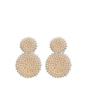 Paulie Pocket | Small Double Beads Earrings - Beige