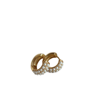Paulie Pocket | Pearl Hug Hoops Earrings - Gold