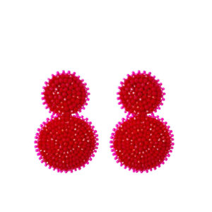 DOUBLE BEADS EARRINGS - RED FUCHSIA