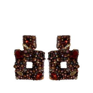 Paulie Pocket | Squared Spark Earrings - Brown