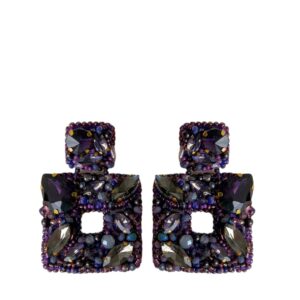 Paulie Pocket | Squared Spark Earrings - Purple