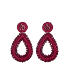 Paulie Pocket | Tarah Drops Stone Earrings - Burgundy