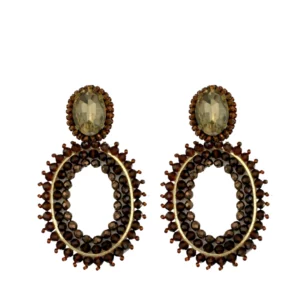 Paulie Pocket | Oval Stone Earrings - Brown