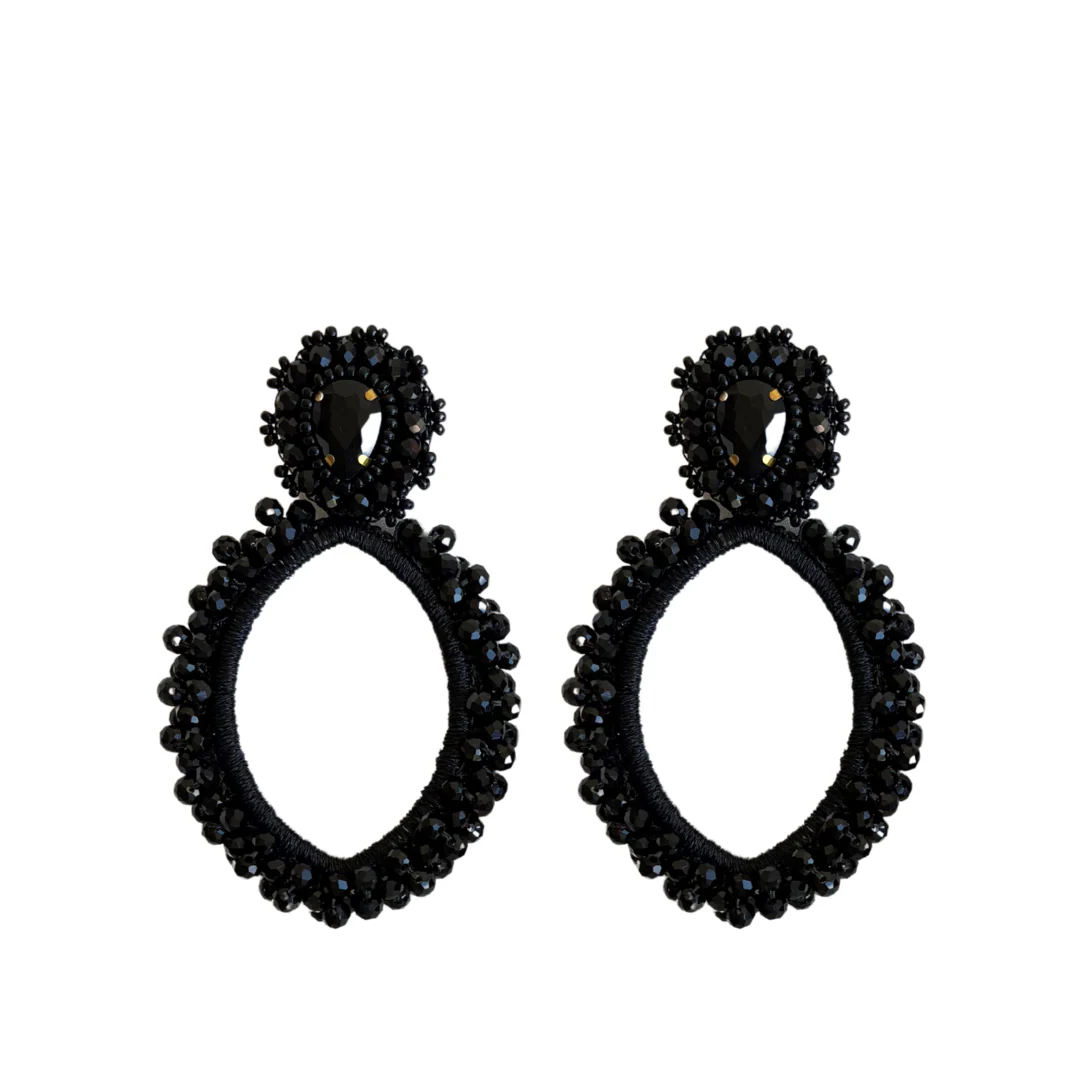 Paulie Pocket | Navette Lauren Earrings - Black