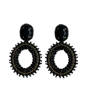 Paulie Pocket | Oval Stone Earrings - Black
