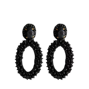 Paulie Pocket | Stone Oval Lizzy Earrings - Black