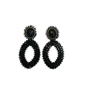 Tarah Navette Stone Earrings - Black