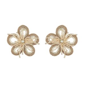 Paulie Pocket | Floral Statement Earrings - Light Beige