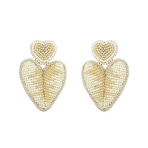 Paulie Pocket | Beaded Love Earrings - Beige