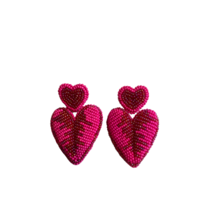 Paulie Pocket | Beaded Love Earrings - Fuchsia