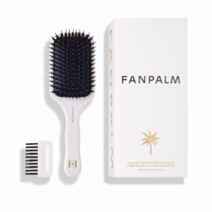 Fan Palm | Luxury Boar + Nylon Hairbrush White incl. kammetje